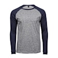 Miniatyrbillede 1 af 2: Tee Jays Herre Langærmet Baseball T-shirt XXL Heather Grey/Navy Heather Grey/Navy XXL Heather Grey/Navy
