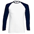 Miniatyrbillede 1 af 2: Fruit Of The Loom Herre Langærmet Baseball T-shirt 3XL Hvid/D Hvid/Mørkeblå 3XL White/Deep Navy