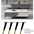 Miniatyrbilde 2 av 5: 4-pak svarte og gullfargede møbelbein i metall, 20 cm erstatningsbein for TV-benk, underskap og skap