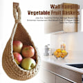 Miniatyrbild 3 av 5: Väggmonterad frukt- och grönsakskorg, handvävd jute droppformad frukt- eller grönsakskorg, kök hängande förvaringskorg (H14cm, B