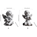 Miniatyrbillede 2 af 5: Engelstatuette, Resin Cherub Wings, Miniature Figurine Læsning