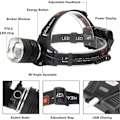 Miniatyrbilde 3 av 5: LED-hodelykt, 90 000 lumen superlys med 5 moduser og IPX6 vanntett USB-ladbare hodelykt, 90° justerbar, egnet for