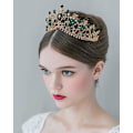 Miniatyrbillede 2 af 4: Smaragd Bryllups Tiara til Kvinder, Brud Krone Prinsesse Tiara Hoved