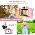 Pikkukuva 3 / 5: Lastenkamera, digitaalinen kamera lapsille 20 MP valokuva ja 1080P HD-video/kaksoisobjektiivi/selfie-kamera/ 8X zoom/automaattinen virta /32 Gt TF-kort mukana, vaaleanpunainen