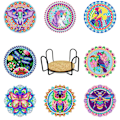 Pikkukuva 1 / 4: 8 kpl timantmaalaus alustaa (10*10 cm) telineellä, taide ja käsityö aikuisille timanttimaalaussarjoille, DIY mandala alustat käsitöihin