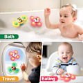 Miniatyrbillede 4 af 5: 3 stk Baby Bad Spinner Legetøj med Roterende Suttekopper Snurrende Top Legetøj Dyr Snurre Suttekopper Baby Bad Legetøj Spisebords Legetøj Vindmølle