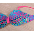 Miniatyrbild 5 av 6: Dambikini Brasiliansk Push Up-badkläder Tribal Bandeau Blommig Diamant Randig Baddräkt Strandkläder Bikini MULTI S MULTI