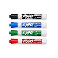 Miniatyrbilde 1 av 5: Expo Low-odor Chisel Point Dry Erase Marker Set, Designet for Whiteboards, Glass og de Fleste Ikke-porøse Overflater, 4 Fargemarkører