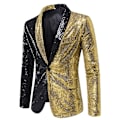 Miniatyrbillede 1 af 3: Sequin Glitter Blazer til mænd En-knaps Spids Krave Smokingjakke sort og guld black and gold M