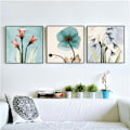 Pikkukuva 5 / 5: Rensa blommor Väggkonst Print affisch, enkel abstrakt konstteckningsdekor (set med 3 oinramade, 8'x8')