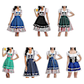 Miniatyrbild 4 av 5: Tysk Oktoberfestdräkt för kvinnor Vuxen Dirndl Traditionell bayersk ölkarneval Fraulein Cosplay Blue