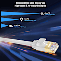 Miniatyrbillede 2 af 5: 30m langt Ethernet-kabel, Cat 7 højhastigheds fladt internetkabel 30 meter netværkskabel Hvid 10gbps 600mhz Rj45-kabel 100ft Shielde