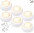 Puck Lights with Remote Control, Dimmable Push Lights Battery Operated with Timer, Adjustable Daylight and Warm White Self-Adhesive Lamp Night Lights-FA-