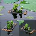 Miniatyrbillede 9 af 11: Harts flydende frø prydgenstand dyrestatue frø E