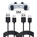 Miniatyrbilde 1 av 6: 2-pakke 3m 3 Meter Laddkabel - for PS5/ Playstation 5 USB-C black 132