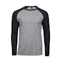 Miniatyrbillede 1 af 2: Tee Jays Herre Langærmet Baseball T-shirt XXL Heather Grey/Bla Heather Grey/Black XXL Heather Grey/Black
