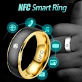 Miniatyrbillede 9 af 9: NFC Smart Ring Finger Digital Ring SVART&GULD 8 Sort&GULD 8 Black&GOLD