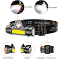 Miniatyrbillede 2 af 4: Genopladelig pandelampe 2-pak, superlys og let LED-pandelampe, justerbar vinkel og remhovedlampe, vandtæt strålelygte lommelygte til løb