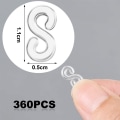 Miniatyrbilde 3 av 5: 360 stk S-klipp Loom Band Klipp Plastkoblinger Etterfyllinger white