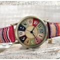 Miniatyrbillede 1 af 4: Boho Hippie Ur Regnbue Vævet Rem Urrem Armbåndsur Light Red