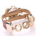 Miniatyrbillede 5 af 6: Kvindes Armbåndsur Dame Kærlighed Læderrem Rhinestone Kvartsur Silver