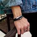 Miniatyrbillede 4 af 5: Flet læderarmbånd til mænd