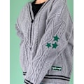 Pikkukuva 2 / 5: Taylor Swift Star Folklore Cardigan Tähti Brodeerat Ylisuuri Neulostuva Nappi Ylös -Paita Harmaa Grey M