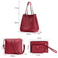 Miniatyrbillede 3 af 5: 4 stk/sæt PU læder håndtaske Cross Body tasker GRÅ grey