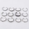 Miniatyrbillede 3 af 4: 12-pak Boho Antik Ringe / Tåringe - Justerbare silver