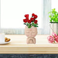 Miniatyrbillede 4 af 5: Sød ansigtspotte, kvindehovedfigur vase, harpiks sukkulentpotte