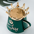 Miniatyrbillede 3 af 5: Dronning af alt krus, keramisk kunstkrus med krone låg og ske