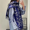 Pikkukuva 3 / 4: LOEWE Super Soft Lyxig Klassisk Kashmir Feel Vinterhalsduk，Tvåfärgad halsduk grön