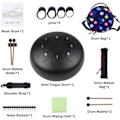 Miniatyrbilde 3 av 5: Ståltungetromme 6 tommer 8 toner C-tone Håndvevd Percussioninstrument for Meditasjon Musikkutdanning Svart Black
