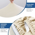 Miniatyrbilde 3 av 5: Stoltrekk for spisestuestoler, High Stretch Velvet Spisestuestoltrekk Sett med 4, Beige Stoltrekk for kjøkken, hotell, bryllup, fest, 4 stk.