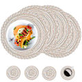 Miniatyrbild 1 av 5: Bordstabletter Set om 8, Runda Flätade Vävda Placemats, 38cm