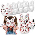 Miniatyrbilde 4 av 5: 30 stk hvite kattemasker hvite revemasker dyr halv ansiktsmaske karnevalmaske pappirmalt tom DIY Halloweenmaske for maskerade cosplayfest  [L] 30pcs