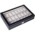 Miniatyrbillede 3 af 4: Watchbox Klockboks til 24 ure PU læder - sort med hvid syning black 2519