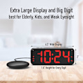 Miniatyrbild 3 av 5: A5 Supervibrerande väckarklocka + Superhög väckarklocka, lämplig för tunga sovare/döva/hörselskadade personer, extra stor display White