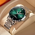 Miniatyrbillede 1 af 6: POEDAGAR Ultra Tynde Mænd Quartz Armbåndsur Vandtæt Luksus Mærke Lysende Ur Mænd Rustfrit Stål Casual Gaver green