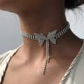 Glittrande strasshalsband med kristallfjäril, delikat-FA11-
