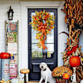 Miniatyrbilde 6 av 9: Store høstkranser til ytterdøren Kunstig Høst Høstkrans Kunstig lønneblad Høstkrans Halloween Thanksgiving Dekor