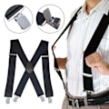 Pikkukuva 2 / 11: Mustat säädettävät henkselit Herr Unisex housut Joustava Sch black oen-size