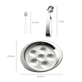 Miniatyrbilde 2 av 5: Rustfritt stål snegleplate sett Escargot matsett 6 rom snegleretter med tang og gaffel