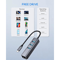 Miniatyrbild 2 av 5: USB-C till Ethernet-adapter, RJ45 till USB-C Thunderbolt 3/typ-C Gigabit Ethernet LAN-nätverksadapter, kompatibel