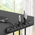 Miniatyrbilde 1 av 6: Skrivebords kabelorganisering Silikon USB-kabeloppruller svart black 5clips
