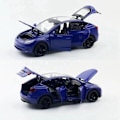 Miniatyrbilde 4 av 4: 1/32 Tesla Model Y Suv Lekebilmodell Diecast Legering Metall Miniatyr Lyd & Lys Pull Back 1:32 Samling Gave til guttbarn Tesla Model Y