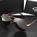 Pikkukuva 1 / 4: Polarisoidut aurinkolasit Miehille Aurinkolasit Naisille UV-suoja Klassinen Aviator Aurinkolasit Ajolaseja Red frame golden beam black and gray