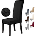 Miniatyrbild 1 av 4: Stolsöverdrag Set om 6 Stretch Stolsöverdrag Stolsöverdrag för Matsalar Lättskötta och Hållbara Jacquard Stolsöverdrag-FA6- Black