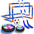 Pikkukuva 1 / 4: Lasten lelut Hover Hockey Jalkapallosetti 3 maalilla, Ladattava kelluva Air Soccer -pallo LED-valoilla ja vaahtomuovipuskureilla