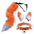 Miniatyrbillede 3 af 6: Katteører og Varulv Dyrehale Cosplay Kostume - Perfekt Orange orange 50cm